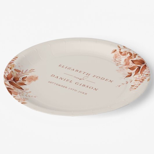 素朴フローラ秋秋の結婚式 ペーパープレート (アングル)