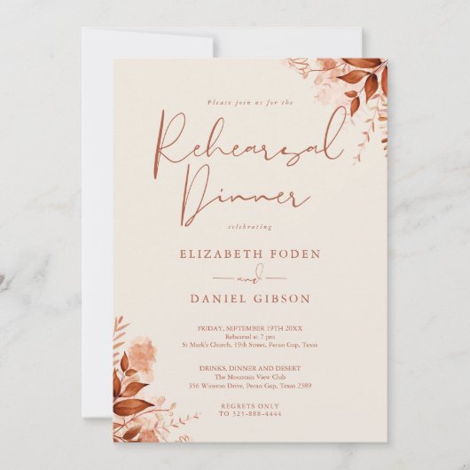 素朴フローラ秋秋リハーサルディナー 招待状 (正面)