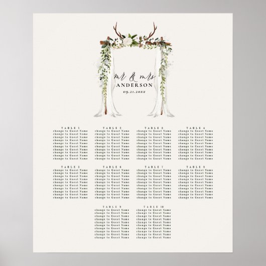 素朴フローラ結婚のシーティングプラン ポスター (正面)