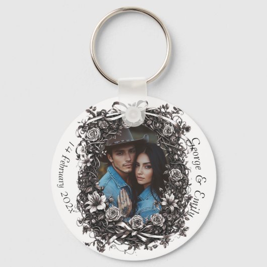 素朴フローラ結婚のセピア。 キーホルダー (正面)