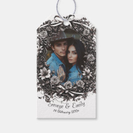 素朴フローラ結婚のセピア。 ギフトタグ