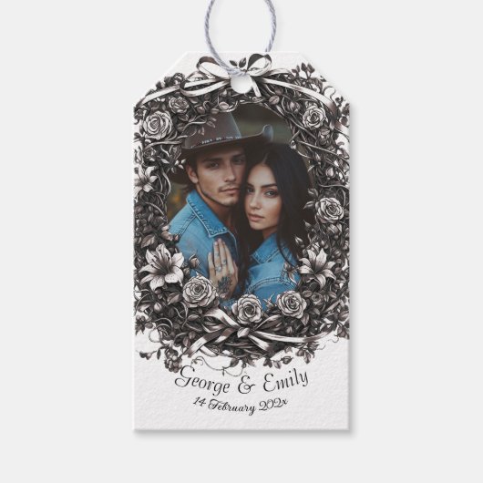 素朴フローラ結婚のセピア。 ギフトタグ (正面)