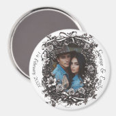 素朴フローラ結婚のセピア。 マグネット (正面/裏面)