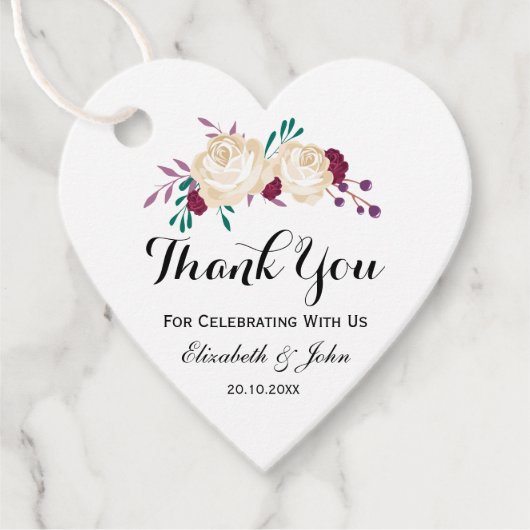 素朴フローラ結婚の感謝メッセージカード フェイバータグ (正面)