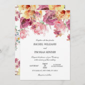 素朴フローラ結婚の秋の水彩探査 招待状 (正面/裏面)