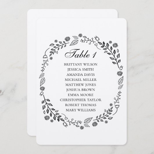 素朴フローラ結婚の。国クラフトの座席表 招待状 (正面/裏面)