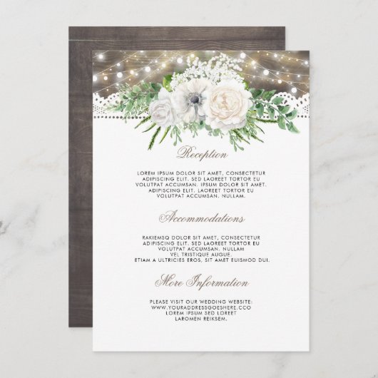 素朴フローラ結婚インフォメーションゲスト エンクロージャーカード (正面/裏面)