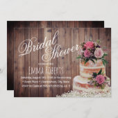 素朴フローラ結婚ケーキエレガントブライダルシャワー 招待状 (正面/裏面)