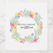 素朴フローラ結婚リースメッセージカード ワインラベル (シングルラベル)