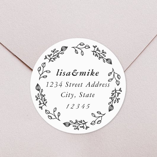素朴フローラ結婚リース差出人住所 ラウンドシール