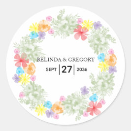 素朴フローラ結婚リース ラウンドシール