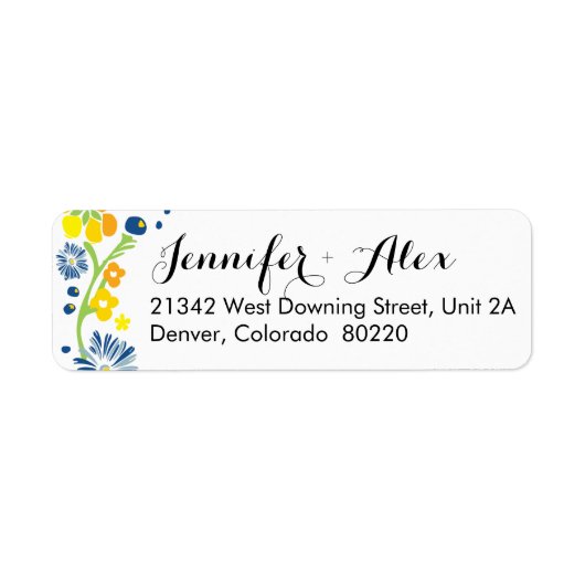 素朴フローラ結婚差出人住所ラベル ラベル (正面)