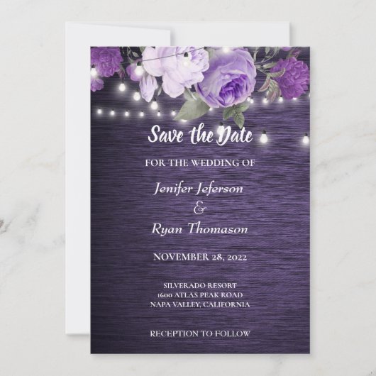 素朴フローラ結婚式の招待を保存 案内状 (正面)