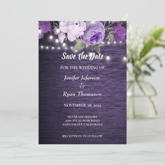 素朴フローラ結婚式の招待を保存 案内状 (スタンド正面)