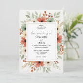 素朴フローラ結婚式招待状の背景 招待状 (スタンド正面)
