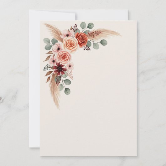 素朴フローラ結婚式招待状の背景 招待状 (裏面)