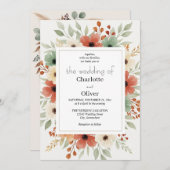 素朴フローラ結婚式招待状の背景 招待状 (正面/裏面)