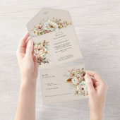 素朴フローラ結婚秋国の花 オールインワン招待状 (貼ってはがせる)