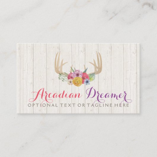 素朴フローラ絵を描〔雄ジカの〕枝角の水の色 名刺 (正面)