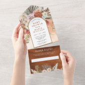 素朴フローラ自然アーチテラコッタベビーシャワー オールインワン招待状 (貼ってはがせる)