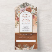 素朴フローラ自然アーチテラコッタベビーシャワー オールインワン招待状 (内側)