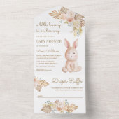 素朴フローラ自然ボホバニーうさぎ赤ちゃんシャワー オールインワン招待状 (内側)