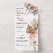 素朴フローラ自然ボホパンパスグラスベイビーシャワー オールインワン招待状 (内側)