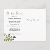 素朴フローラ花ブライダルシャワー インビテーションポストカード (裏面)