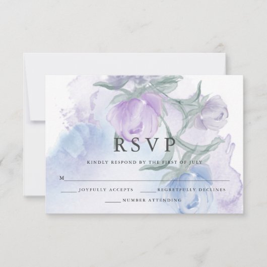 素朴フローラ芽の水色 出欠カード (正面)