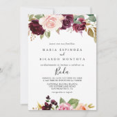 素朴フローラ葉スペインの結婚の 招待状 (正面)