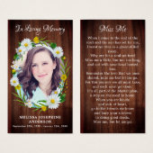 素朴フローラ葬儀記念祈りの言葉カード写真 (正面&裏面)