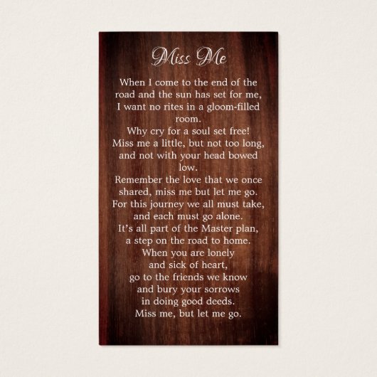 素朴フローラ葬儀記念祈りの言葉カード写真 (裏面)