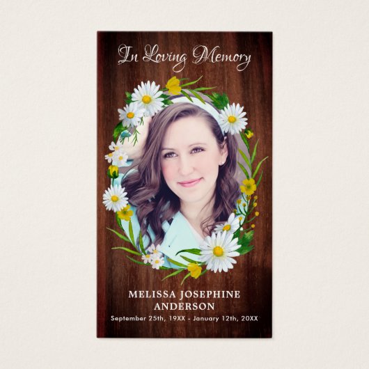 素朴フローラ葬儀記念祈りの言葉カード写真 (正面)