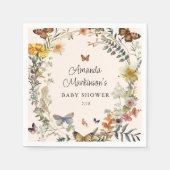 素朴フローラ蝶男女兼用赤ちゃんシャワー スタンダードカクテルナプキン (正面)