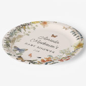 素朴フローラ蝶男女兼用赤ちゃんシャワー ペーパープレート (アングル)