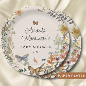 素朴フローラ蝶男女兼用赤ちゃんシャワー ペーパープレート