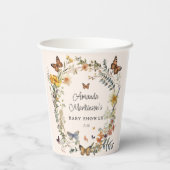 素朴フローラ蝶男女兼用赤ちゃんシャワー 紙コップ (裏面)