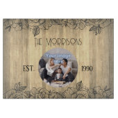 素朴フローラ記念日ファミリー写真テンプレート カッティングボード (正面)