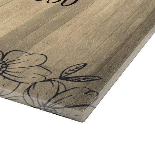 素朴フローラ記念日ファミリー写真テンプレート カッティングボード (角)