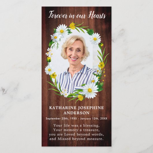 素朴フローラ記念祈りの言葉カードしおり写真 (正面)