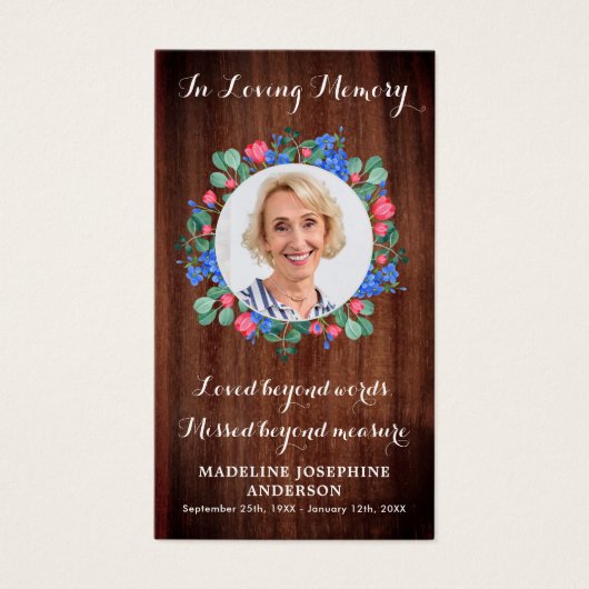 素朴フローラ記念祈りの言葉カード悔やみや弔慰写真 (正面)