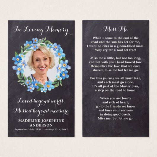 素朴フローラ記念祈りの言葉カード葬儀フォト (正面&裏面)