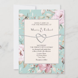 素朴フローラ赤面ピンク結婚式招待状 招待状