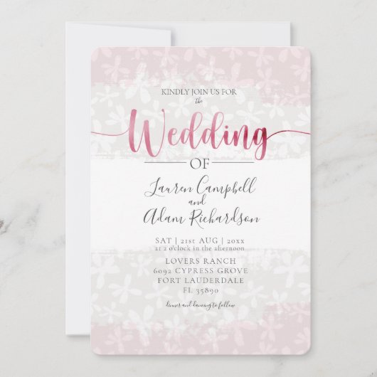 素朴フローラ赤面ピンク結婚式招待状 招待状 (正面)