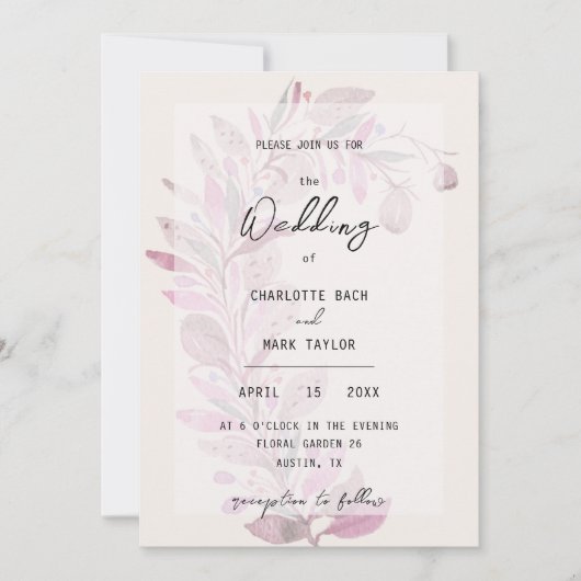 素朴フローラ赤面水彩手色彩の鮮やか 招待状 (正面)