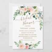 素朴フローラ赤面金ゴールドリースブライダルシャワー 招待状 (正面)