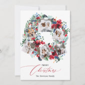 素朴フローラ赤6枚の写真クリスマスリース シーズンカード (正面)