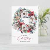 素朴フローラ赤6枚の写真クリスマスリース シーズンカード (スタンド正面)