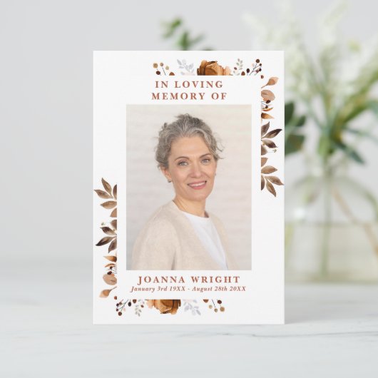 素朴フローラ追悼祈りの言葉写真カード (スタンド正面)