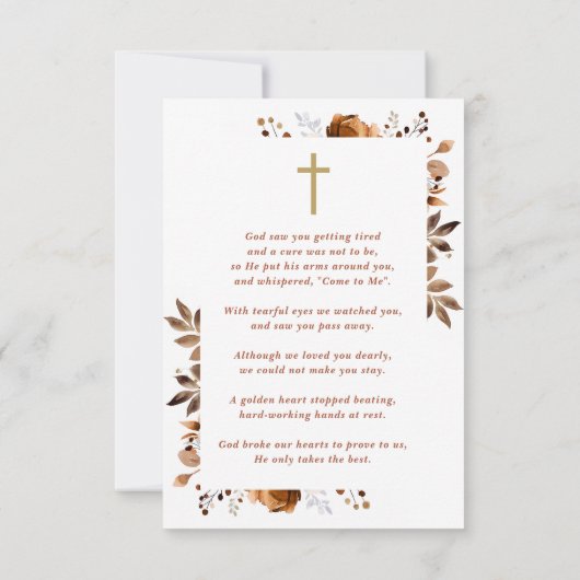 素朴フローラ追悼祈りの言葉写真カード (裏面)